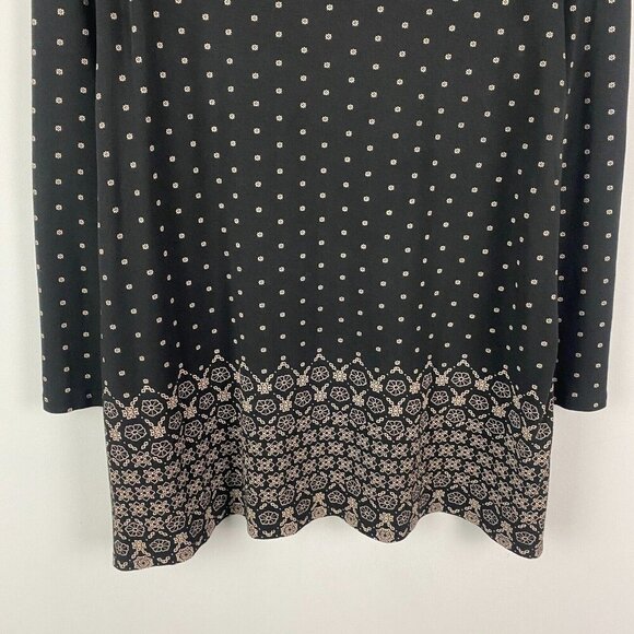 J Jill Black Ditsy Floral Bordered Hem Tunic Blouse Size XL Cotton Modal - Picture 3 of 10